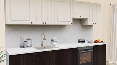 Кухня на заказ Пастель мокко - Орех темный